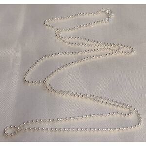 Sterling Silver 925 Plated 24 Inch Ball Chain Necklace New Thin 1/16th" Lobster